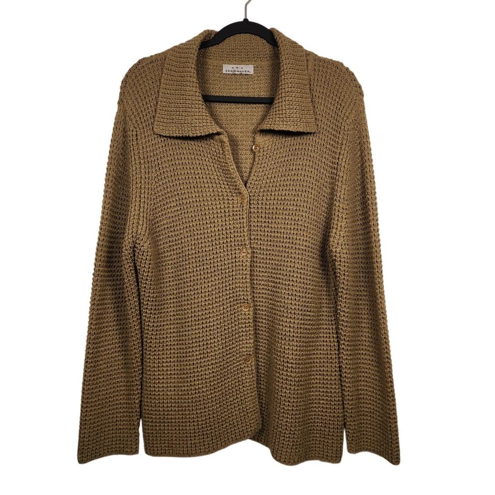 Vintage AKA Eddie Bauer Knit Cardigan Button Brown Nature Earth Tones Grandma